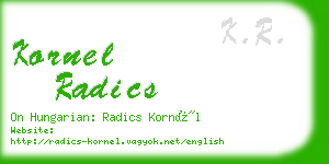 kornel radics business card